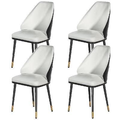dining chairs set of 4 leather seat beige and black