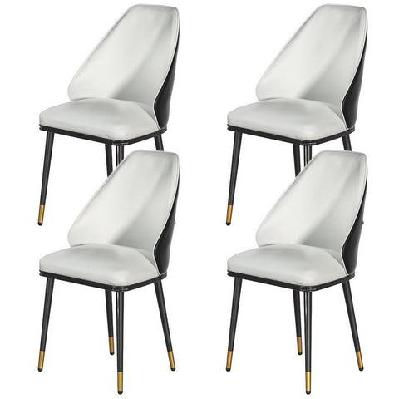 dining chairs set of 4 leather seat beige and black