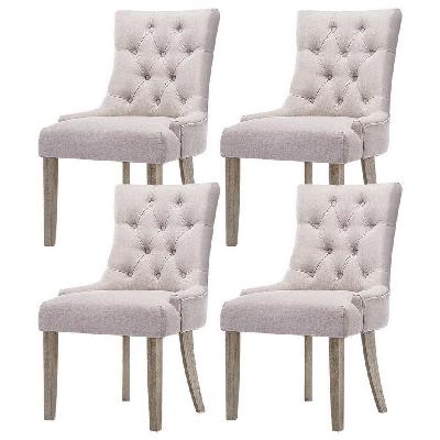 dining chairs set of 4 linen french provincial beige