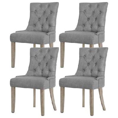 dining chairs set of 4 linen french provincial grey
