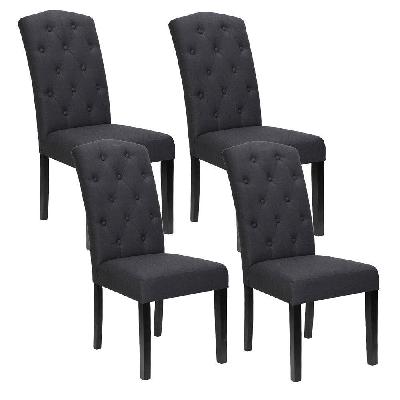 dining chairs set of 4 linen parsons chair dark grey