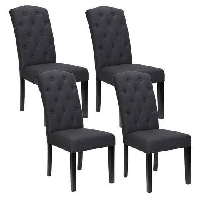 dining chairs set of 4 linen parsons chair dark grey