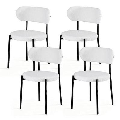 dining chairs set of 4 sherpa boucle white