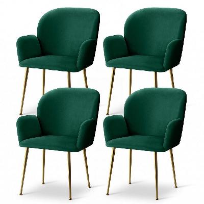 dining chairs set of 4 velvet armchair green