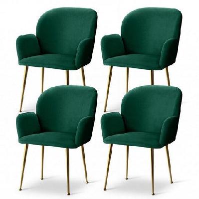 dining chairs set of 4 velvet armchair green