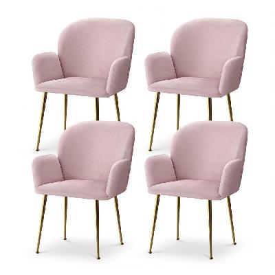 dining chairs set of 4 velvet armchair pink