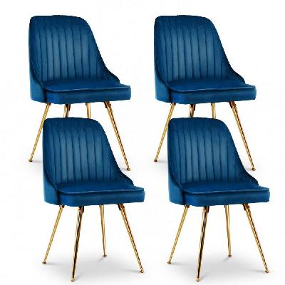dining chairs set of 4 velvet channel tufted blue