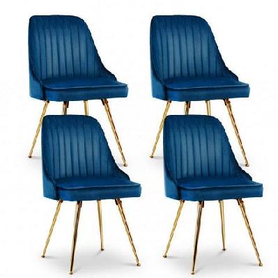 dining chairs set of 4 velvet channel tufted blue