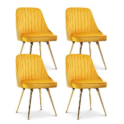 dining chairs set of 4 velvet channel tufted yellow