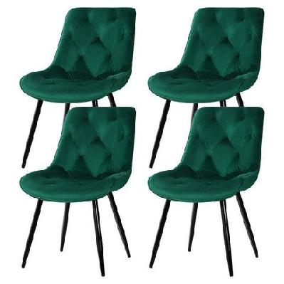 dining chairs set of 4 velvet diamond tufted green