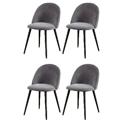 dining chairs set of 4 velvet solid curved dark grey