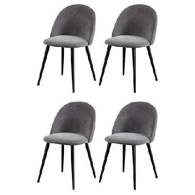dining chairs set of 4 velvet solid curved dark grey