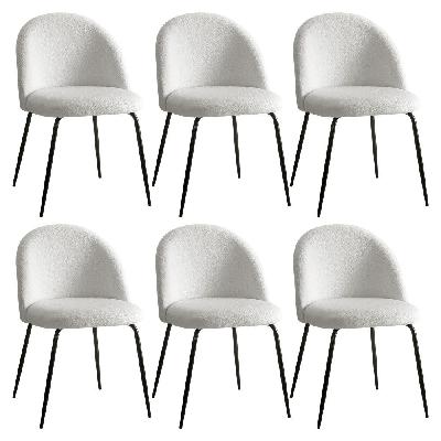 dining chairs set of 6 sherpa boucle white