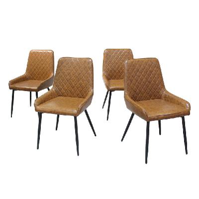 dining chairs set of 4 padded faux leather with steel legs – brown