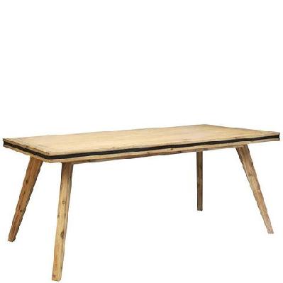 dining table 180cm medium size solid acacia wooden frame in silver brush colour