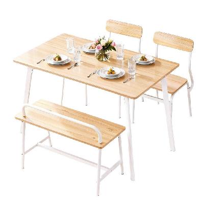 dining table and chairs set of 4 bench kitchen furniture natural and white