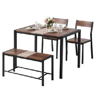 dining table and chairs set of 4 bench kitchen furniture rustic brown