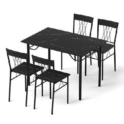 dining table and chairs set of 5 compact kitchen furniture marble black
