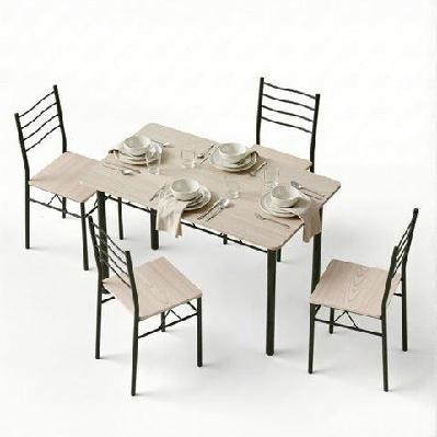 dining table and chairs set of 5 compact kitchen furniture modern oak
