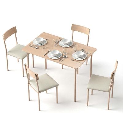 dining table and chairs set of 5 compact kitchen furniture natural beige