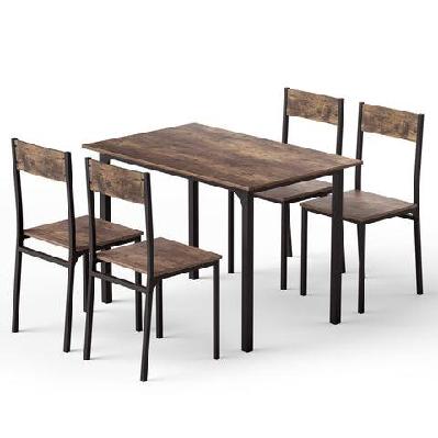 dining table and chairs set of 5 compact kitchen furniture rustic brown
