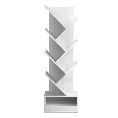 display shelf 7-shelf tree bookshelf book storage rack bookcase white