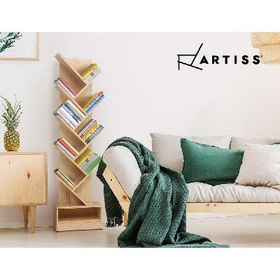 display shelf 9-shelf tree bookshelf book storage rack bookcase natural