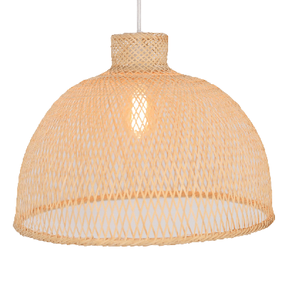 dome modern oriental wooden hand-woven bamboo pendant lamp light - natural