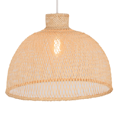 dome modern oriental wooden hand-woven bamboo pendant lamp light - natural