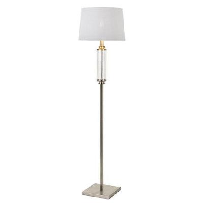 dorcel modern standing floor lamp light foot switch glass metal clear white nickel