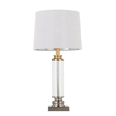 dorcel modern table desk lamp light glass metal clear white nickel