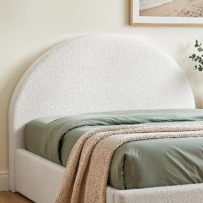 double size headboard for bed frame boucle fabric no-assembly vacuum compressed soft backrest with removable washable cover 154cm wide
