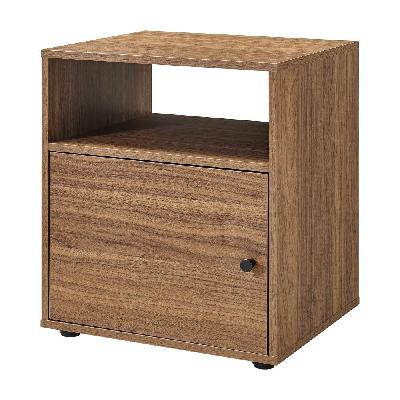 dray wooden open shelf nightstand bedside table 1-door walnut