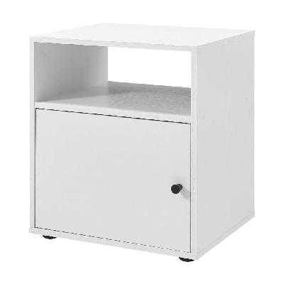 dray wooden open shelf nightstand bedside table 1-door white