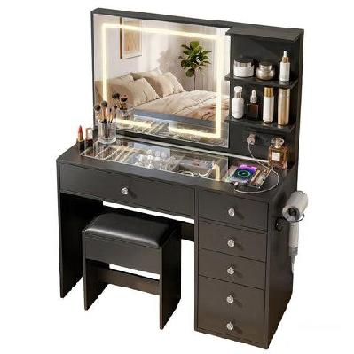 dressing table led vanity desk set stool black