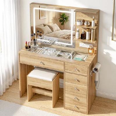 dressing table led vanity desk set stool wood
