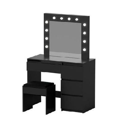 dressing table set stool 12 led bulbs black