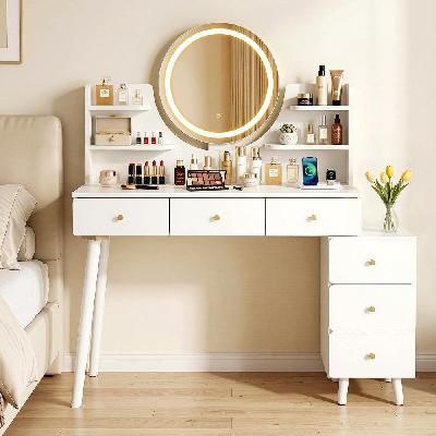 dressing table vanity desk led charging station white