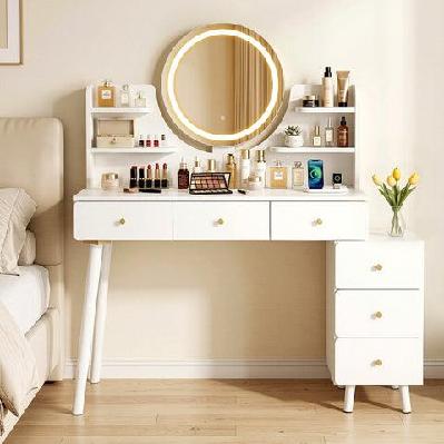 dressing table vanity desk led charging station white