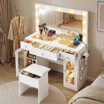 dressing table vanity desk set led bulbs rgb light white