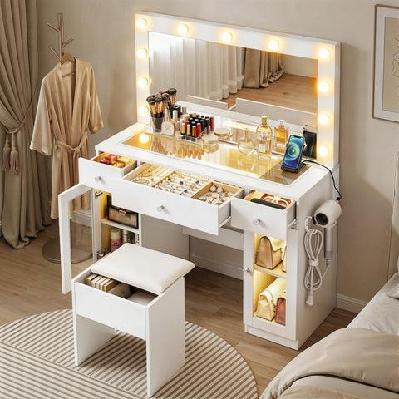 dressing table vanity desk set led bulbs rgb light white