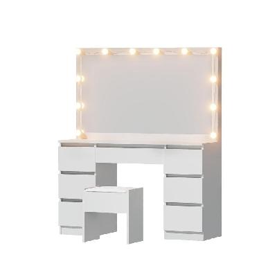dressing table vanity desk set stool 12 led bulbs white