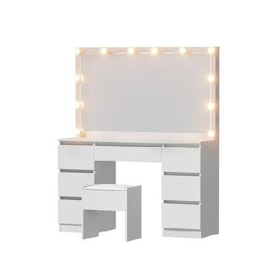 dressing table vanity desk set stool 12 led bulbs white