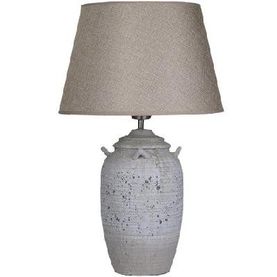 dylan aged grey ceramic base table desk lamp - brown shade