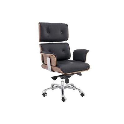 eames replica executive office computer work task chair replica - walnut/ black leather