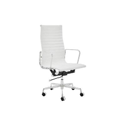 eames replica standard aluminium high back office computer work task chair - white leather white