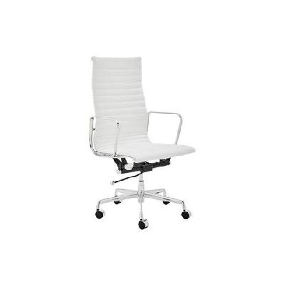 eames replica standard aluminium high back office computer work task chair - white leather white