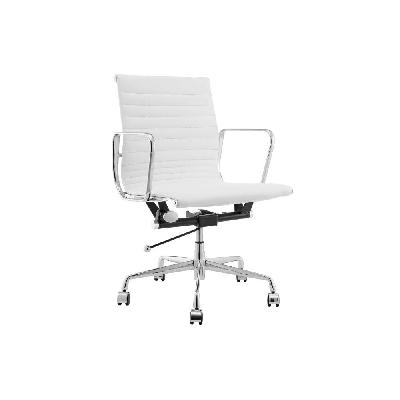 eames replica standard aluminium low back office computer work task chair - white leather white