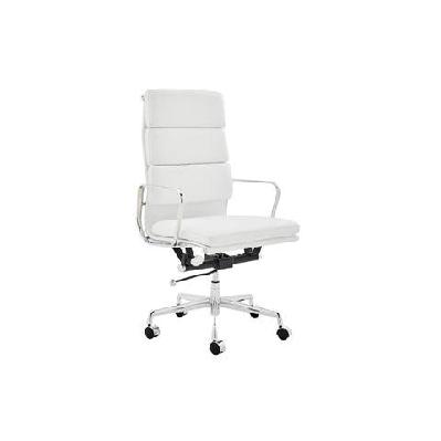 eames replica standard aluminium padded high back office computer work task chair - white leather white