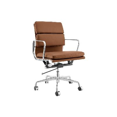 eames replica standard aluminium padded low back office computer work task chair - tan leather tan